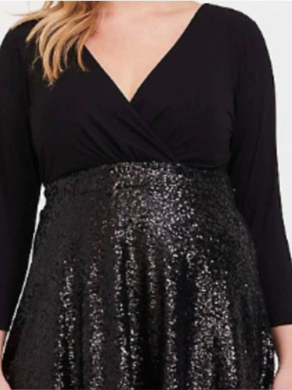 Torrid Black Sequin V-Neck Party Dress